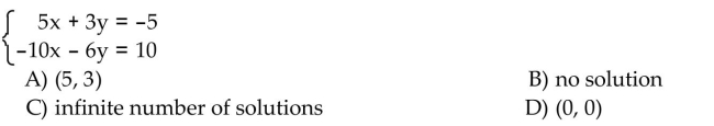 Solve the system of equations by the addition method.