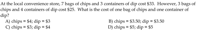 Without actually solving the problem, choose the correct solution by deciding which choice satisfies the given conditions.