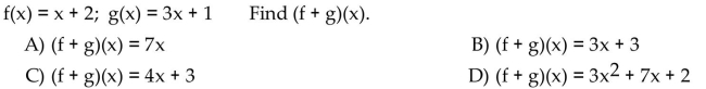 For the given functions f and g, find the requested function.