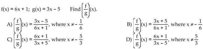 For the given functions f and g, find the requested function.