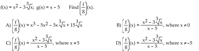 For the given functions f and g, find the requested function.