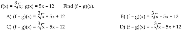 For the given functions f and g, find the requested function.
