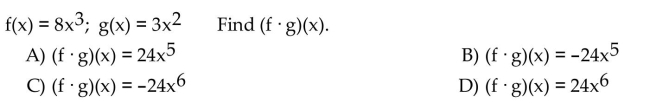 For the given functions f and g, find the requested function.