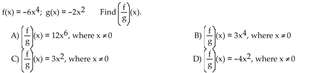 For the given functions f and g, find the requested function.