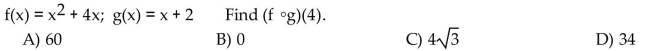 For the given functions f and g, find the composition.