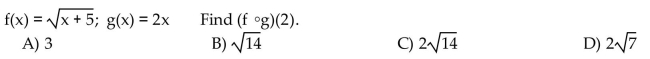 For the given functions f and g, find the composition.