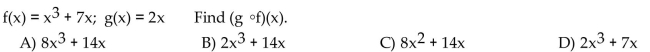 For the given functions f and g, find the composition.