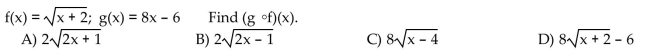 For the given functions f and g, find the composition.