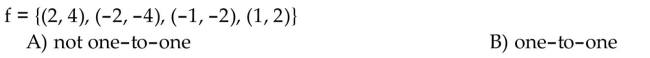 Determine whether the function is a one-to-one function.
