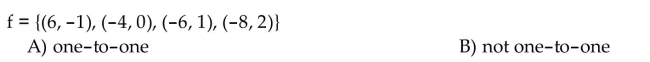 Determine whether the function is a one-to-one function.