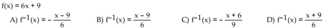 Find the inverse of the one-to-one function.