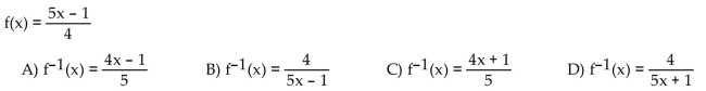 Find the inverse of the one-to-one function.