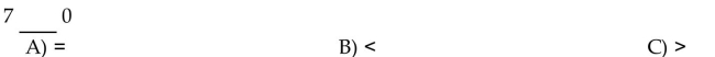 Insert , or = to make the statement true.