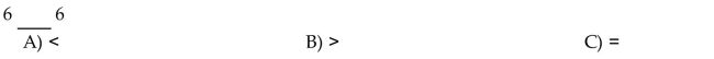 Insert , or = to make the statement true.