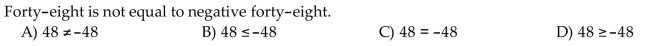 Write the sentence as a mathematical statement.