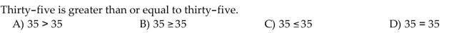 Write the sentence as a mathematical statement.