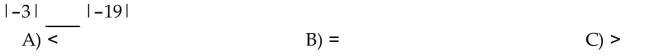 Insert <, >, or = to make the statement true.