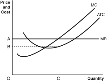 Refer to the accompanying graph to answer the following questions.    -If the firm is maximizing profits,profit is represented by the area A)  B * C B)  A * C C)  (A - B)  * C D)  A * B. E)  (A + B )  * C.