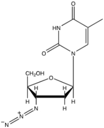 Below is the structure of 3'-azido-2',3'-dideoxythymidine (also known as AZT).Draw the structure of the metabolite of AZT that serves as the inhibitor of reverse transcriptase.  