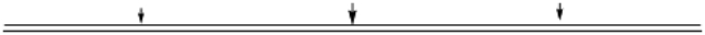 If a segment of a eukaryotic chromosome contained three origins of replication (at the sites indicated with arrows),how would the segment appear when replication was about half completed?  