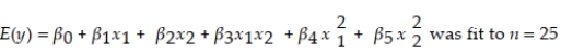The complete second-order model data points. The printout is shown below. 3 Test if Model is Useful for Predicting y