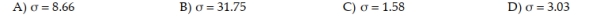 Suppose x is a uniform random variable with c = 40 and d = 70. Find the standard deviation of x.