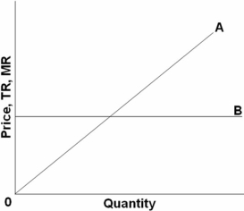   Refer to the above graph for a firm in pure competition.Line A represents: A)  total revenue. B)  average revenue. C)  average total cost. D)  average fixed cost.