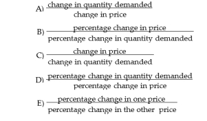 The formula for the own-price elasticity of demand for a commodity can be written as which of the following?  