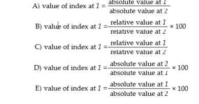 Let 1 stand for  any given period  and 2 stand for  base period . The formula of any index number can be written as:  