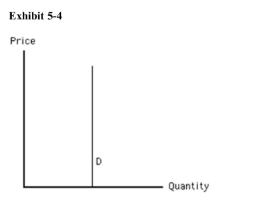 )    What is the price elasticity of demand in Exhibit 5­4? A) 0 B) ­1 C) negative infinity D) 1 E) ­100