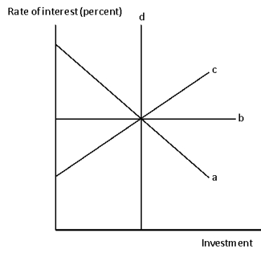 Exhibit 13-10   -Consider Exhibit 13-10. Which of the lines represents the opportunity of funds available for investment? A)  a B)  b C)  c D)  d E)  none of the lines