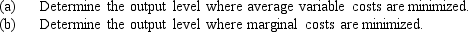 A firm has determined that its variable costs are given by the following relationship: VC = .05Q<sup>3</sup> - 5Q<sup>2</sup> + 500Q where Q is the quantity of output produced.   
