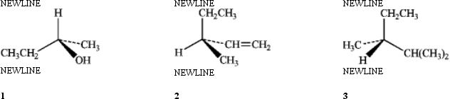 Which of the following have the S configuration?   A) only 1 B) only 2 C) only 1 and 2 D) 1,2 and 3