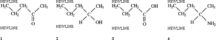 Among the following compounds which can function only as a Brønsted-Lowry base?   A) 1 B) 2 C) 3 D) 4