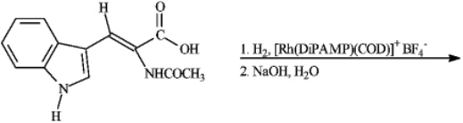 Draw and name the structure of the product of the following reaction.  tryptophan 