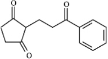 Instructions: Draw the structures of the precursors to the Michael reaction products shown in the question(s)below.Label the Michael donor and the Michael acceptor in each case and formulate the reaction.  -Draw and label: 