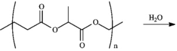 The following a monomer of the polymer used in biodegradable sutures called Lactomerâ.Upon hydrolysis what product(s)form(s)? Draw the appropriate structure(s).  