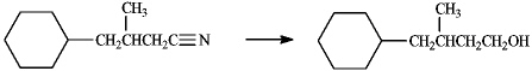 Which of the following would represent the correct reaction conditions for the following conversion?   A) 1) KMnO<sub>4</sub>,2) LiAlH<sub>4</sub> B) 1) Mg,ether,2) CO<sub>2</sub>,3) LiAlH<sub>4</sub> C) 1) NaOH,H<sub>2</sub>O,2) LiAlH<sub>4</sub> D) 1) SOCl<sub>2</sub>,benzene,2) LiAlH<sub>4</sub> E) either b or c