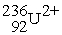 The number of nucleons in a   <sup> </sup>nucleus<sup> </sup>is A) 92. B) 144. C) 236. D) 328.
