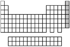 What is the name for the group of elements indicated by the shaded portion of the periodic table?   A) alkaline earth metals B) group 3A elements C) halogens D) noble gases