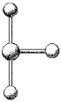 What is the geometry around the central atom in the following molecular model of BrF<sub>3</sub>?   A) trigonal bipyramidal B) seesaw C) T-shaped D) linear