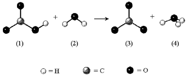 In the following reaction the unshaded spheres represent H atoms.   -Identify the Br∅nsted-Lowry acids. A) (1) and (3)  B) (1) and (4)  C) (2) and (3)  D) (2) and (4) 