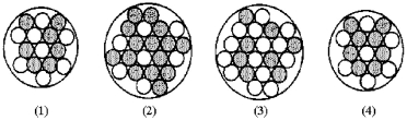 Which of the following figures represents   N<sub>?</sub> Unshaded spheres represent neutrons and shaded spheres represent protons.   A) figure (1)  B) figure (2)  C) figure (3)  D) figure (4) 