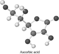 Ascorbic acid,C<sub>6</sub>H<sub>8</sub>0<sub>6</sub>,can be represented by the molecular model shown below.If 1.00 mol of ascorbic acid is submitted to combustion analysis,how many moles of CO<sub>2</sub> and how many moles of H<sub>2</sub>O would be formed?   A) 3.00 mol CO<sub>2</sub> and 2.00 mol H<sub>2</sub>O B) 6.00 mol CO<sub>2</sub> and 4.00 mol H<sub>2</sub>O C) 6.00 mol CO<sub>2</sub> and 8.00 mol H<sub>2</sub>O D) 12.0 mol CO<sub>2</sub> and 10.0 mol H<sub>2</sub>O