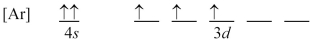 Which orbital-filling diagram represents the ground state of vanadium? A)    B)    C)    D)   