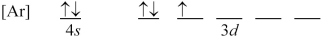 Which orbital-filling diagram represents the ground state of vanadium? A)    B)    C)    D)   