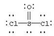 Assign formal charges to each atom in the resonance form for SOCl<sub>2</sub> given below.   A) 0 for Cl,0 for S,and 0 for O B) 0 for Cl,+1 for S,and -1 for O C) -1 for Cl,+4 for S,and -2 for O D) -1 for Cl,-2 for S,and -2 for O