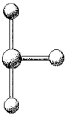 What is the geometry around the central atom in the following molecular model of BrF<sub>3</sub>?   A) trigonal bipyramidal B) seesaw C) T-shaped D) linear