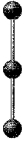 What is the geometry around the central atom in the following molecular model of I<sub>3</sub><sup>-</sup>?   A) trigonal bipyramidal B) seesaw C) T-shaped D) linear