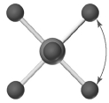 Shown below is a model of SF<sub>6</sub> having an orientation in which one or more atoms are hidden from view.What is the indicated bond angle?   A) 90° B) less than 109.5° but greater than 90° C) less than 120° but greater than 109.5° D) 120°